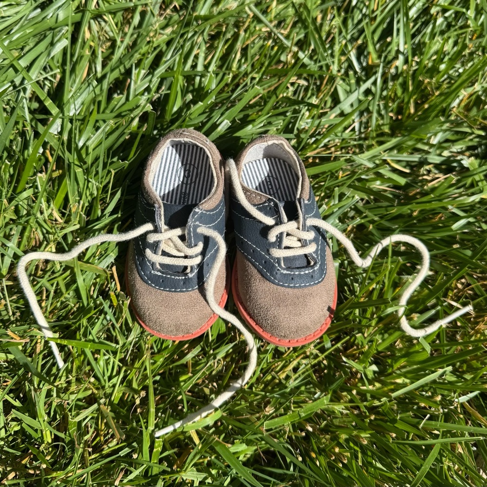 OshKosh Baby Boy Suede Blue Leather Dress Shoes Oxfords Size 3 Months 3M Formal